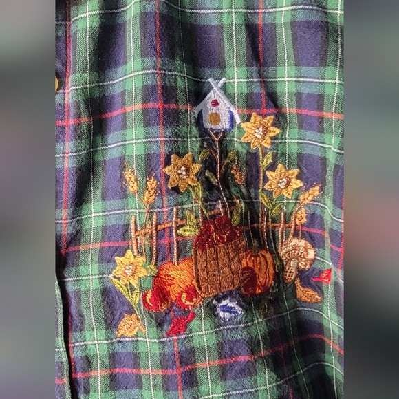 VTG 90s Casey & Max Corduroy Plaid Long Sleeve Button Up Shirt - Picture 3 of 5